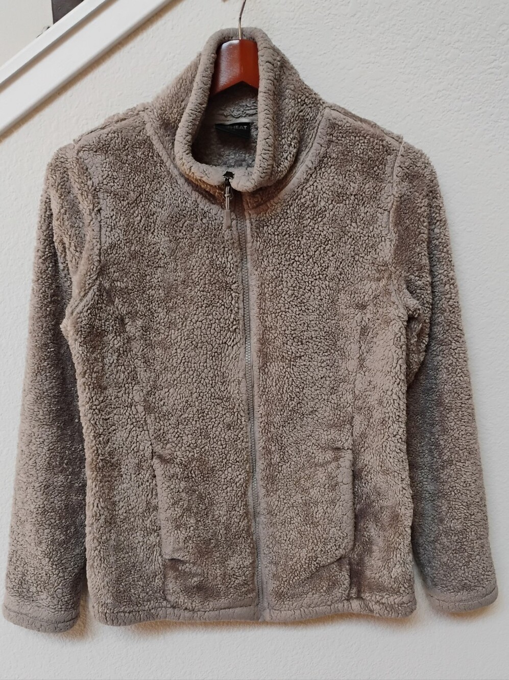 32 Degrees Heat Women's Taupe Full Zip Sherpa Jacket